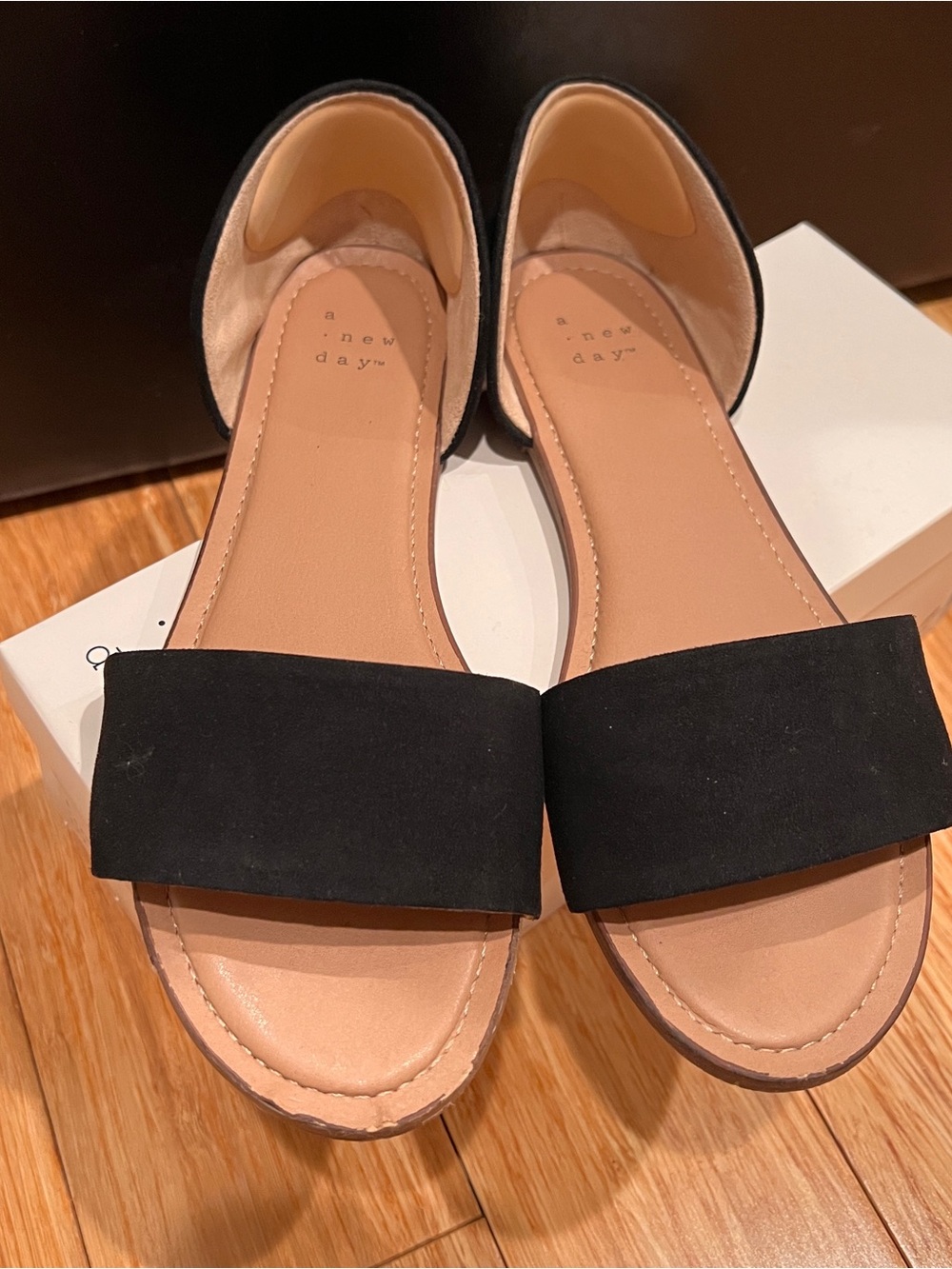 Black Suede Slide Flat Sandals